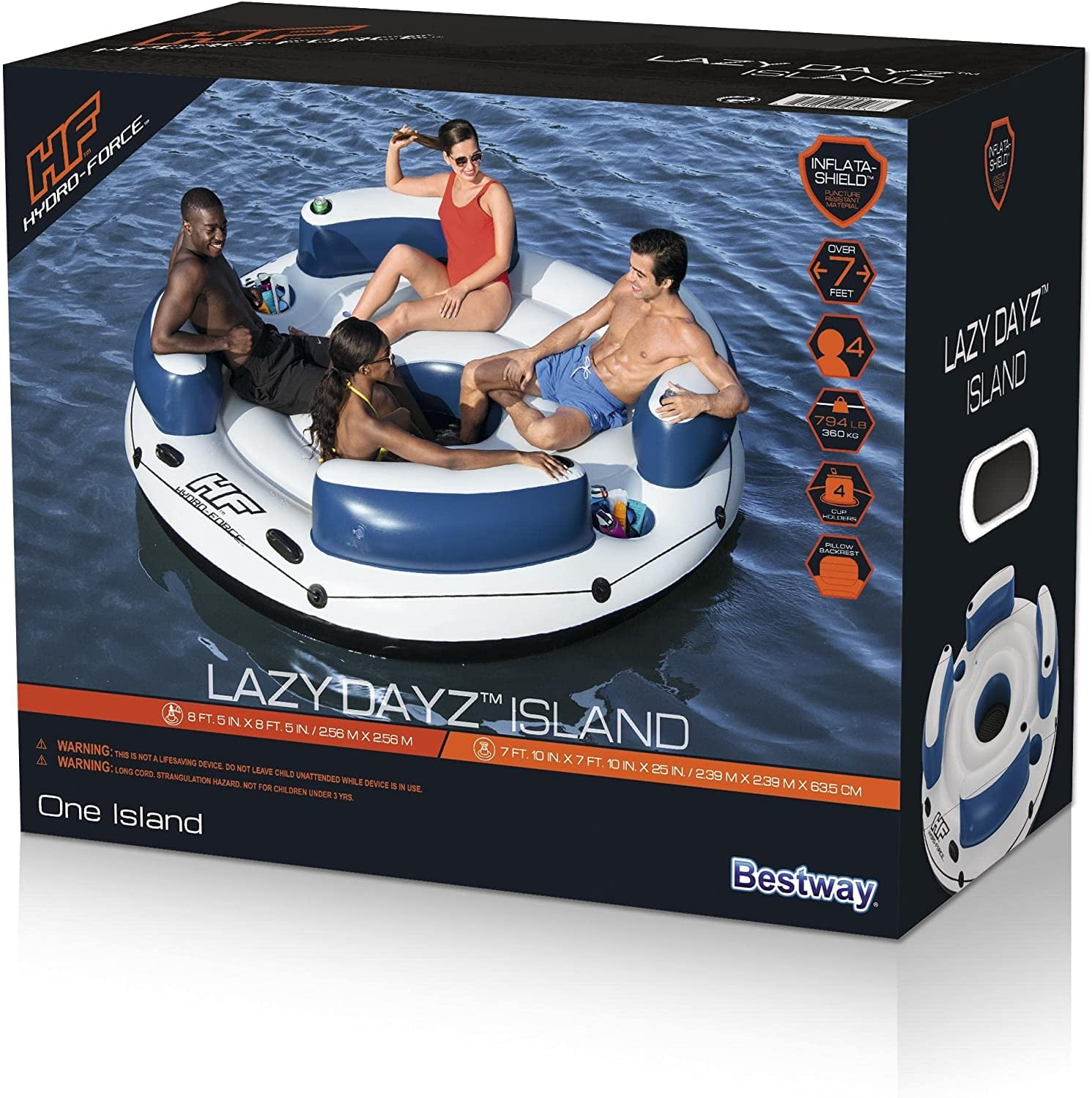 Hydro-Force Lazy DayZ 4-Person Inflatable Party Island Raft