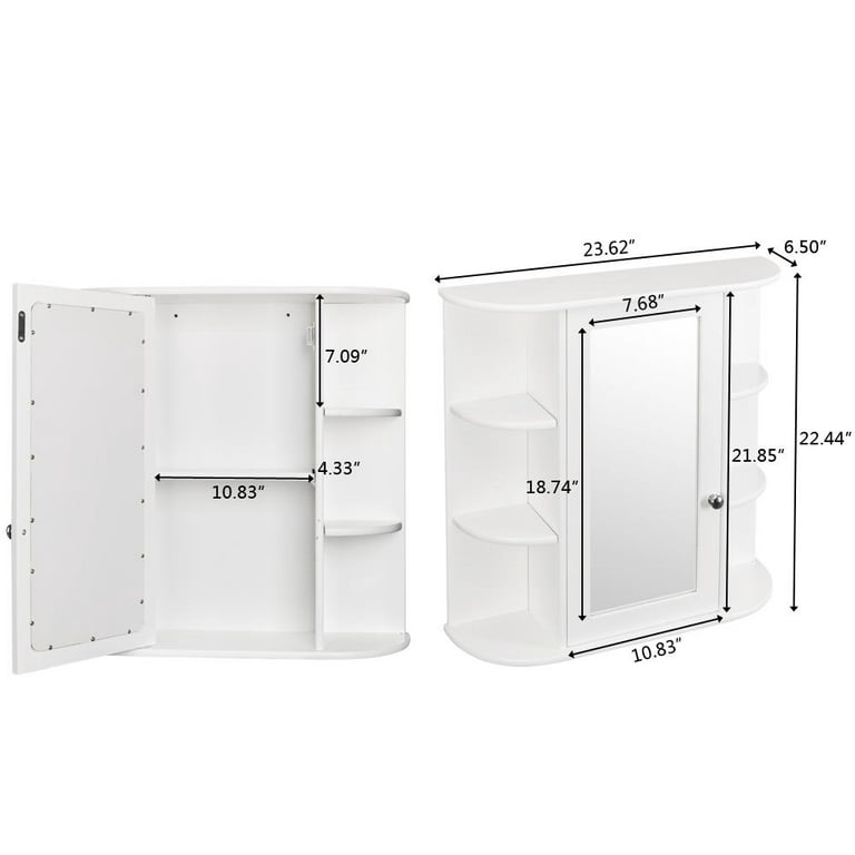Dextrus 26 inch Bathroom Cabinet with Mirror Door, Wall Mounted Medicine Cabinet Organizer with Adjustable Shelves for Home, Bathroom, White