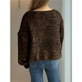 thumbnail image 4 of Suéter Grueso de Punto Informal de Estilo Vintage Multicolor con Patchwork Marrón S, 4 of 5
