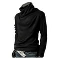 thumbnail image 4 of UVEASISHA Turtleneck Sweaters for Men Solid Base Layer Tops Vintage Cowl Neck Jumper Top Lightweight Knitted Sweater Prime Sales Today Black XL, 4 of 8