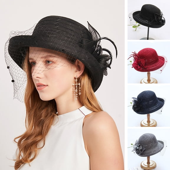 rygai Sun Hat Breathable Big Brim Flower Stitching Adjustable Trendy Dress Up Soft Rolling Edge Net Yarn Women Hat Summer Accessories,Apricot
