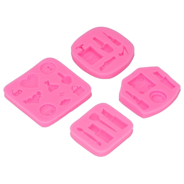 Moldes De Silicona, Molde De Fondant De Silicona De Grado Alimenticio, Herramientas De Maquillaje, 4 Piezas, Diseño Antiadherente Ampliamente Utilizado Para Pasteles