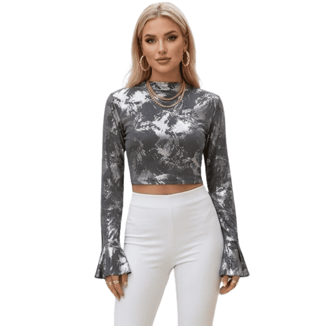 Blusas Brillantes Manga Larga, Diseño Exclusivo y Toque Glam para Mujer
