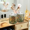 thumbnail image 3 of Yayeee 4 Pack Qtip Holder Bathroom Cotton Swab Canister with Lid Clear Dispenser Set, Beige Floral Garden, 3 of 6