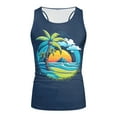thumbnail image 4 of kpoplk Men Fashion Spring Summer Casual Sleeveless O Neck Printed Tank Tops Blouse XL Z5-Blue, 4 of 5