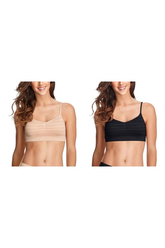 Women 2-Pack Seamfree Microfiber Stretch Bralette 1234635 Black/Nude S