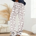 thumbnail image 2 of FRSASU Women's Valentine Pants Flannel Fuzzy Elastic Waist Wide Leg Love Heart Print Casual Pants Khaki, 2 of 6