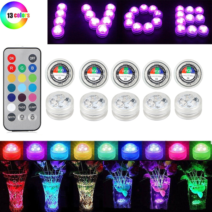 Multicolor RGB Waterproof Underwater Pool Light for Vase Base,Aquarium Submersible LED Lights Halloween Christmas Decoration Lights,Hot Tub Lights with Remote Control Pond,Garden,Fish Tank,Party
