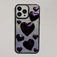 thumbnail image 6 of Compatible with iPhone 14 Pro Max Bling Case Glitter 3D Love Heart Electroplating Glossy Gradient Shiny Clear Cute Luxury Fashion Unique Shockproof Protection Cover for Women Girls Black, 6 of 6