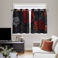 thumbnail image 5 of Red Orange Roses Kitchen Curtains Short 54 Inch Length, Elegant Romantic Flowers Pastoral Grommet Top Bedroom Living Room Curtains, Light Filtering Cafe Curtain Drapes 2 Panels Set 84''x54'', 5 of 9