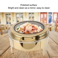 thumbnail image 3 of Plat à Chafing Rond pour Buffet 6L - Réchauffeurs de Nourriture en Acier Inoxydable pour Fêtes et Traiteur, avec Couvercle Rabattable de 90° et Support en Verre, Chauffe-Alcool, 3 of 7