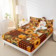 thumbnail image 4 of Manfei Orange Fall Pumpkin Twin Sheet Sets,Patchwork Geometric Plaid Twin Fitted Sheet,Rustic Farmhouse Cabin Flat Sheet For Men Women,Microfiber Bedroom Decor,3pcs, 4 of 7