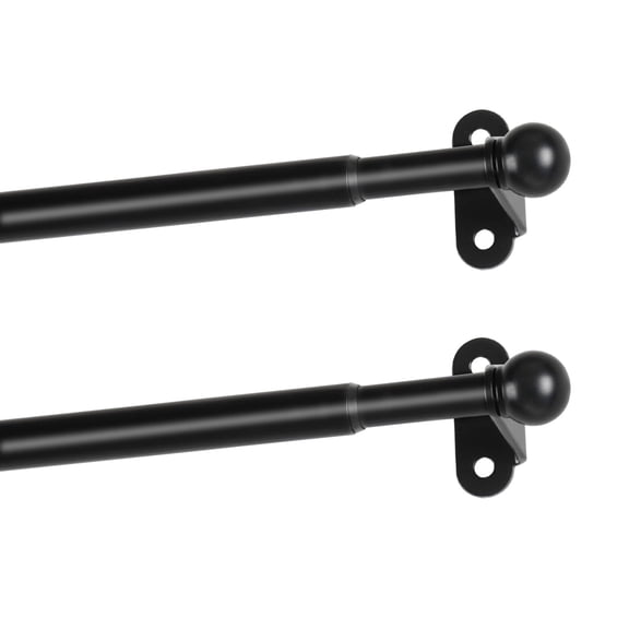 Cafe Curtain Rod 18-30 Inch, 1/2" Diameter, Door Curtain Rod, Black | Adjustable Small Curtain Rods for Windows, French Door, Screws Mounted with Brackets