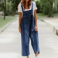 thumbnail image 2 of Baqcunre Women's Jumpsuit, Womens Casual Classic Blue Daily Vintage Denim Long Pants Overalls Jumpsuit Dark Blue 2XL, 2 of 6