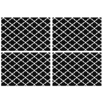 Black and White Geometric Lattice Pattern Summer Placemats Table Placemats Set Of 4-Linen Kitchen Washable Placemats Table Mats 11.8"x17.7" Non-Slip Heat Resistant