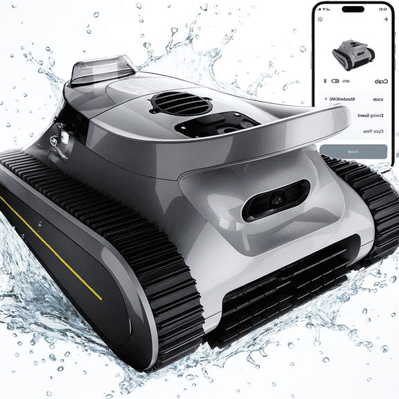 Cordless Robotic Pool Cleaner for In-Ground & Above-Ground Pools, 180W Dual-Drive, Wall & Waterline Cleaning, Sonar Navigation, 3 Cleaning Modes, Large Pool Coverage up to 2150 Sq. Ft.