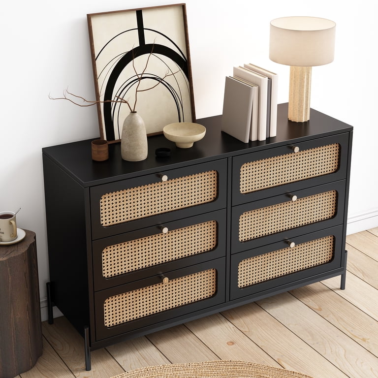 black rattan dresser MAYEERTY Modern Wood 6-Drawer with Storage Cabinet, for Bedroom, Living Room, Entryway 15.4 in How to Choose a Sizes:18m TopSexy Bedroom dresser