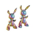 thumbnail image 6 of 13, 11"H Multi Colored Ceramic Abstract Balloon Inspired Rabbit Sculpture with Rainbow Shimmer Finish, by DecMode (2 Count), 6 of 9