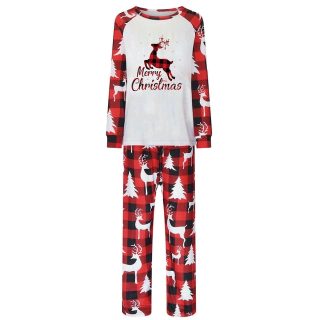 RKSTN Pyjamas de Noël Assortis pour Famille pour Femmes Hommes Couples Adultes Enfants, Hauts à Manches Longues à Col Rond+pantalons Longs Décontractés Doux Amples Grande Taille Ensemble de Pyjamas (Maman)