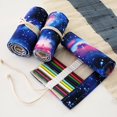 thumbnail image 1 of Cortina de lápices de colores multicolor hecha a mano con arte étnico, bolsa de lona para lápices, bolsa para lápices para estudiantes, estuche de papelería para pintar, 1 of 6