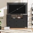 thumbnail image 2 of Eunos Black Tv Stands for 65" Tv with 8 Drawers, LED & Power Outlets for Bedroom, Living Room, 2 of 8