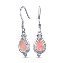 Bling Jewelry Womens Antique Dangle Gemstone Earrings Iridescent Opal Silver