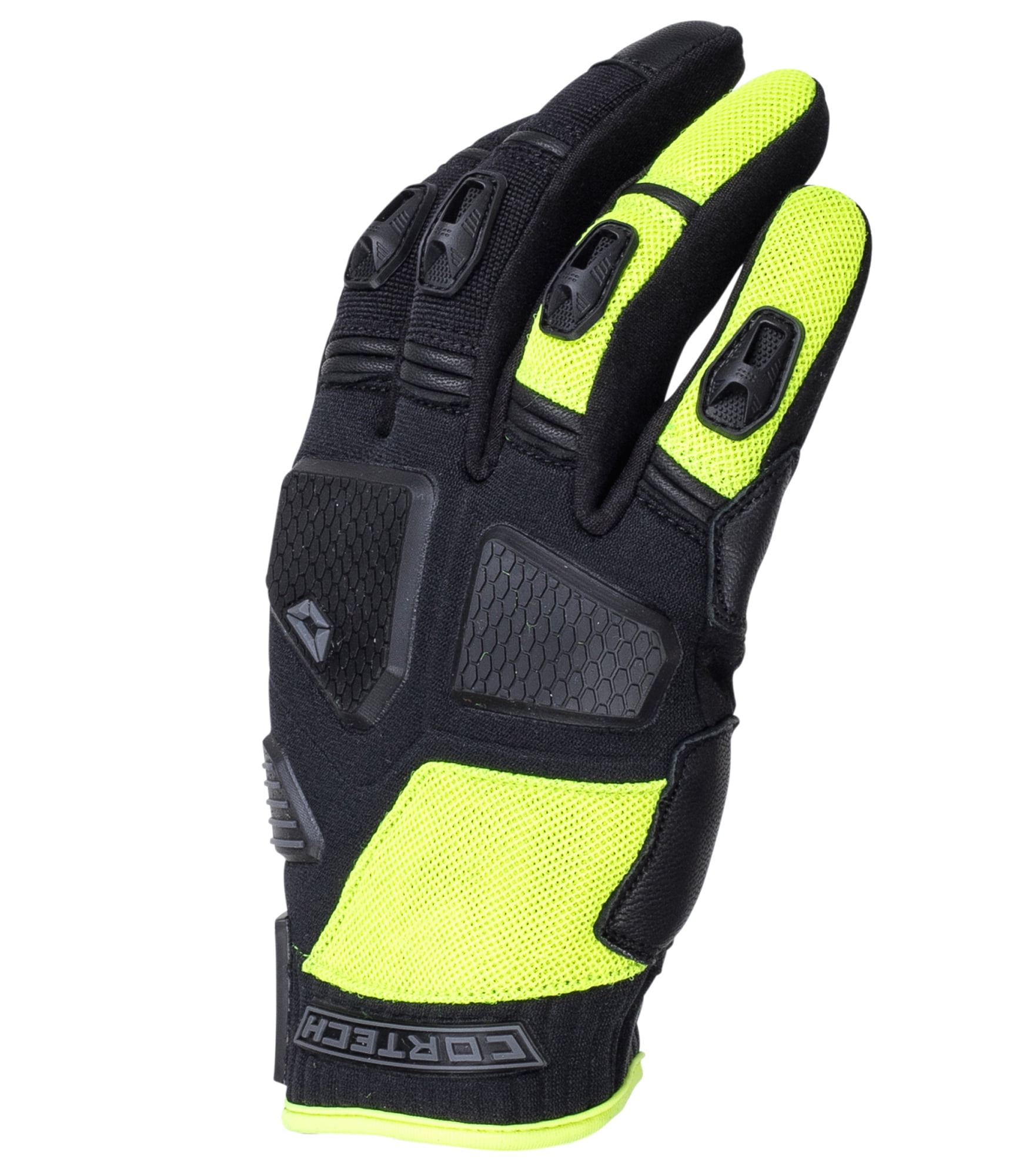 Cortech Aero-Flo Mens Textile Motorcycle Gloves Hi-Viz/Black XXL