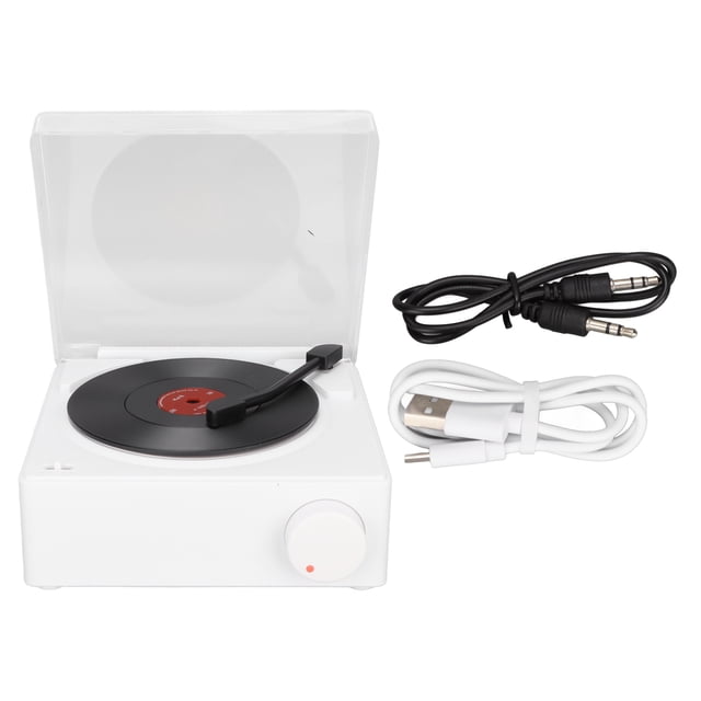 X11 Altavoz Despertador Bluetooth Sonido Estéreo De 360 Grados Disco De Vinilo Giratorio Retro Altavoz Despertador DC 5V1A Blanco