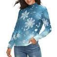 thumbnail image 2 of Elegant Christmas with Snowflake Women's Turtleneck Sweater Long Sleeve Ribbed Fitted Turtle Neck Casual Fall Winter Collection Top M, 2 of 4