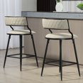 thumbnail image 3 of Barara King Bar Stools, Counter Bar Stools, Set Of 2, 26'' Counter Height Bar Stools Pu Cover Kitchen Island Counter Bar Stool(Beige), 3 of 8