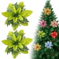 thumbnail image 2 of 2 Pcs Christmas Artificial Glitter Poinsettia Flowers,Christmas Tree Decoration,5.51 inch Glitter Poinsettia Flowers,Christmas Artificial Flowers for Tree Ornaments,Wreath, Mantel & Home Decor, 2 of 7
