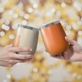 thumbnail image 2 of 12oz Stemless Wine Tumblers Orange and Grey Abstract Art Artwork Vacuum Insulated Stainless Steel Travel Tumbler Cups Mug with Lid and Straw for Champaign,Cocktail,Beer with Cleaning Brush, 2 of 5