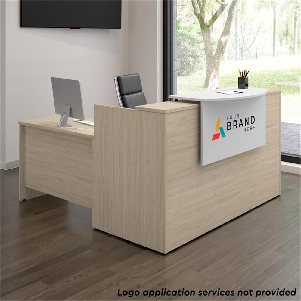 Arrive 72W x 72D L Shaped Reception Desk in Natural Elm - Engineered Wood