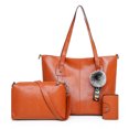 thumbnail image 1 of 3PCS Women Tote Bag Set Minimalist Top Handle Bag Shoulder Purse with Key Case, 1 of 10