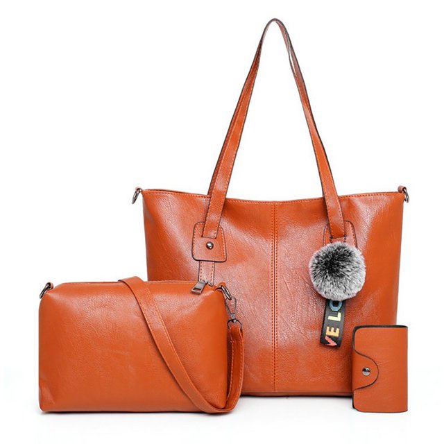 3PCS Women Tote Bag Set Minimalist Top Handle Bag Shoulder Purse with Key Case