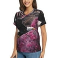 thumbnail image 2 of Vsdgher Flower Bald Eagle Women Shirts V Neck Short Sleeve Tops T-Shirt Basic Tees, S to 3XLMedium, 2 of 5
