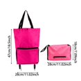 thumbnail image 3 of 2‑in‑1 Foldable Shopping Cart Bag with Wheels, Expandable Zipper Collapsible Reusable Grocery Tote, Portable Rolling Trolley Bag for Supermarket Errands Travel Hot Red, 3 of 6