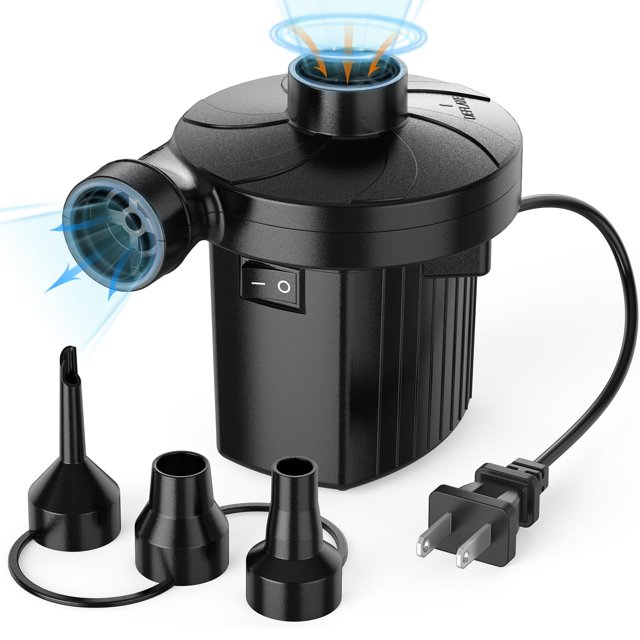 Electric Air Pump for Inflatables,Portable Quick-Fill Air Pump with 3 Nozzles,110-120V, Inflator &