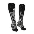 Bingfone Vintage Black white Plant skull Print Compression Socks for