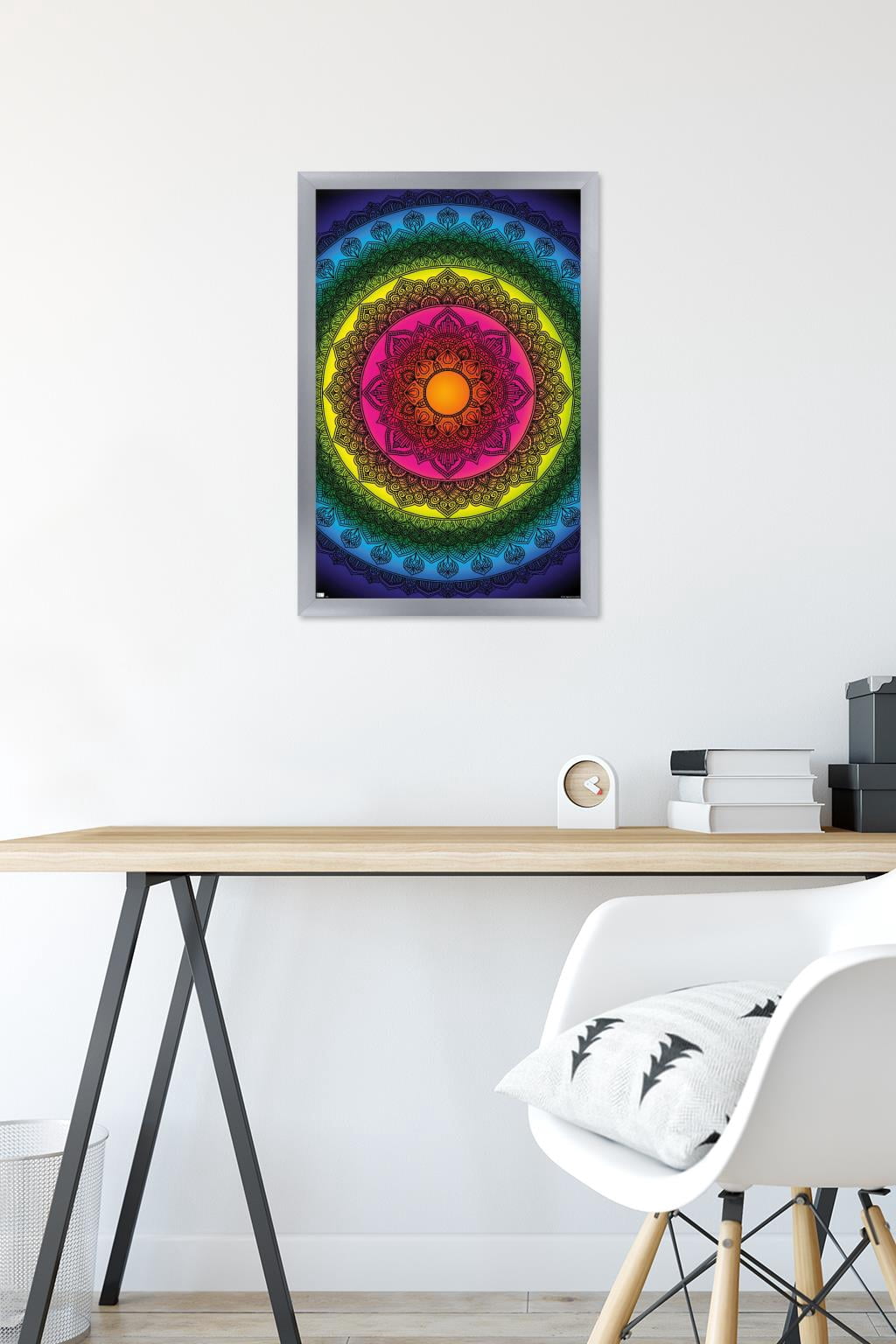 Delyth Angharad - Rainbow Mandalas Wall Poster, 14.725" x 22.375" Framed