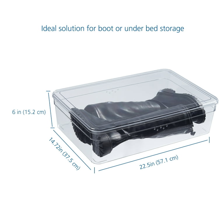 Mainstays Clear Glossy Plastic Clear Boot Box with Lid Adult Size One Pair Size One Tier Size Walmart