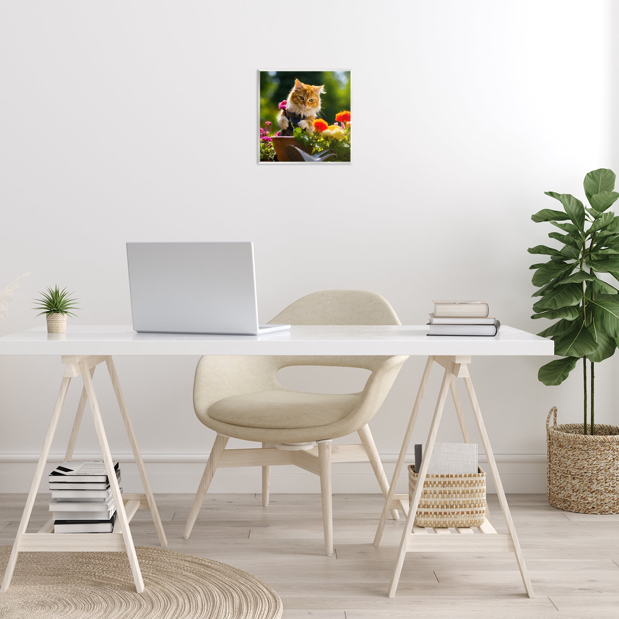 Stupell Industries Spring Gardener Kitten Animals & Insects Painting Unframed Art Print Wall Art, 12 x 12