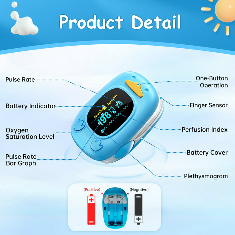 Rechargeable Pulse Oximeter for Pediatric Kids SpO2 Pr Heart Rate OLED  Children Oxmetro De Pulse Me