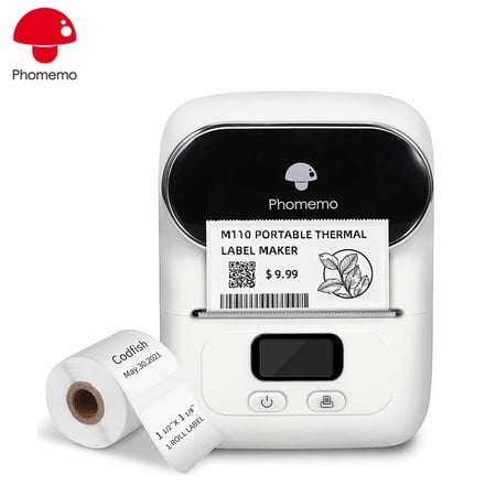 Phomemo M110 Label Maker Portable Bluetooth Thermal Mini Printer Apply to Labeling, Office, Cable, Retail, Barcode, Compatible with Android & iOS System