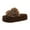 Khaki, variant on Women's Open Toe Platform Slippers Shearling-Lined Slip-On Slippers with Buckle Winter Fluffy House Bedroom Shoes