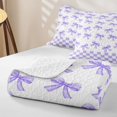 thumbnail image 4 of Erosebridal Purple Princess Bow Twin Quilt Set,Minimalist Geometric Plaid Twin Coverlet Set For Girls,2 Pieces, 4 of 7