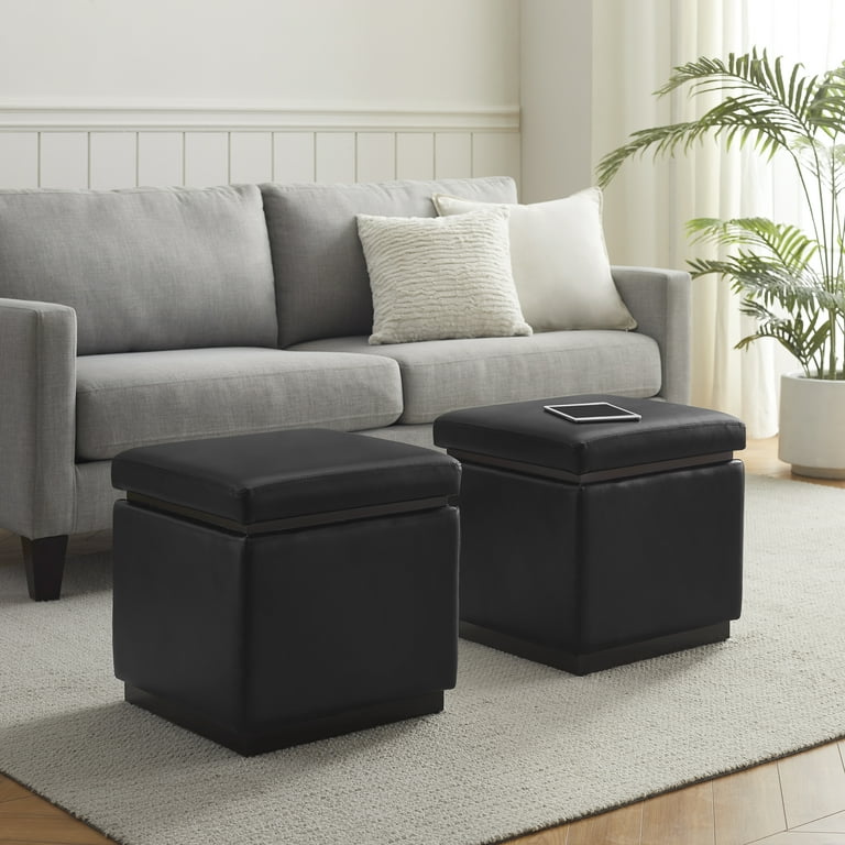 Ottoman black faux leather discount