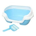 thumbnail image 3 of Semi-Enclosed Cat Litter Box Practical Cat Cleaning Bath Basin Plastic Cat Toilet (Blue, Size M), 3 of 8