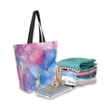 thumbnail image 2 of FORMRS Womens Canvas Tote Bag with Zipper Inner Pocket Shoulder Handbag, Watercolor Blue Marble Pattern, 2 of 7