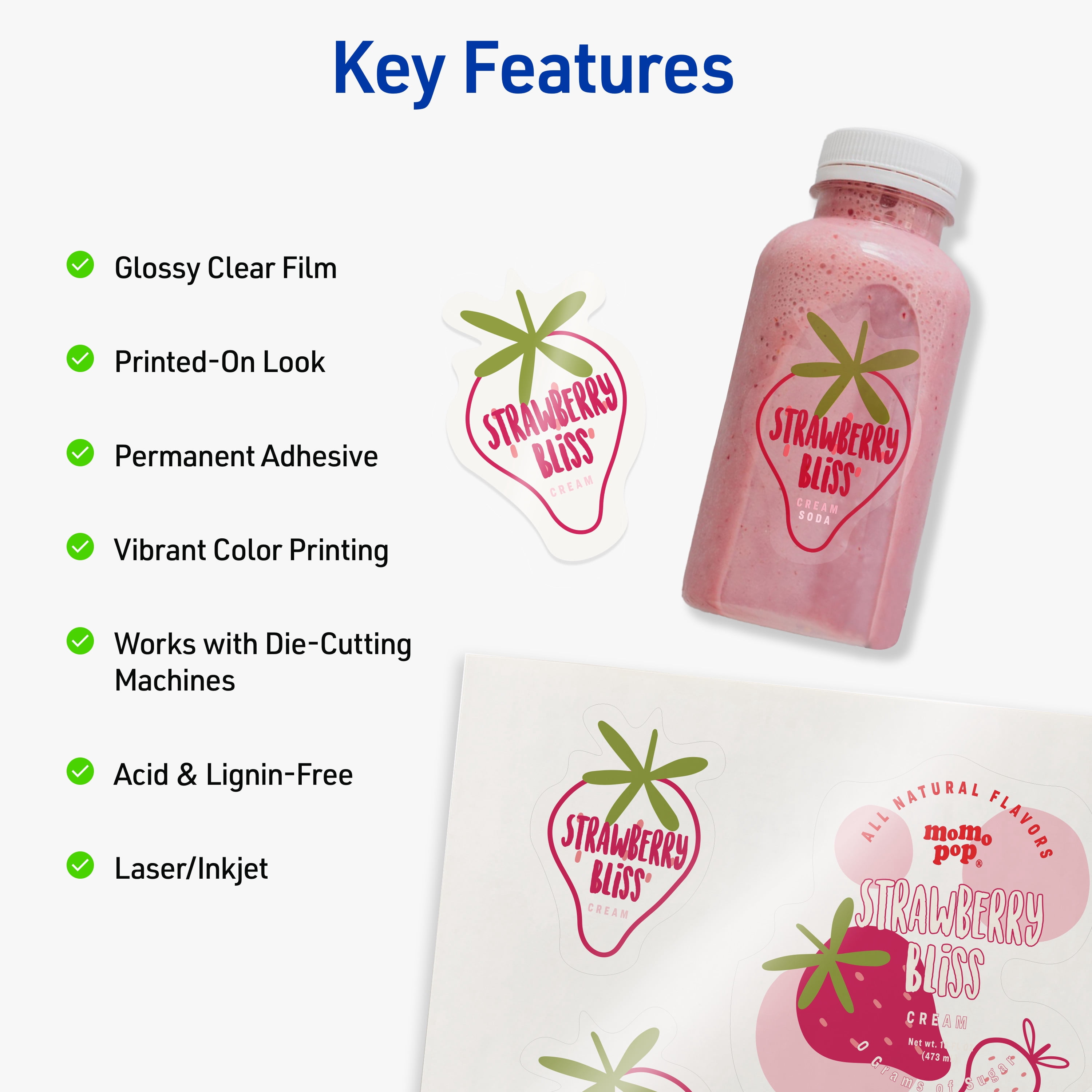 Avery Sticker Paper, 8.5" x 11", Glossy Clear, 7 Sheets (4397)